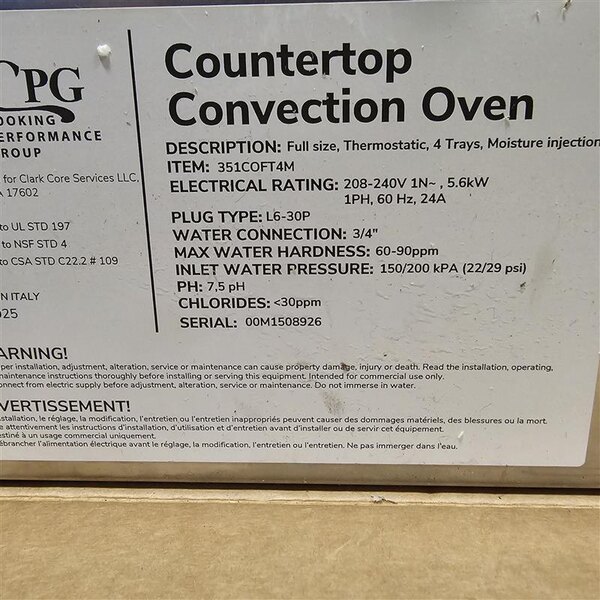 Scratch and Dent Cooking Performance Group COF-T4-M Electric Thermostatic Countertop 4 Tray Full Size Convection Oven with Moisture Injection - 208-240V, 5600W