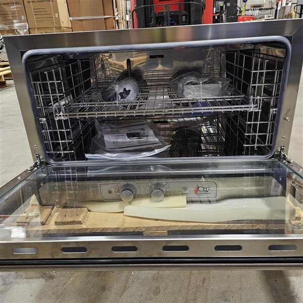 Scratch and Dent Cooking Performance Group COF-T4-M Electric Thermostatic Countertop 4 Tray Full Size Convection Oven with Moisture Injection - 208-240V, 5600W