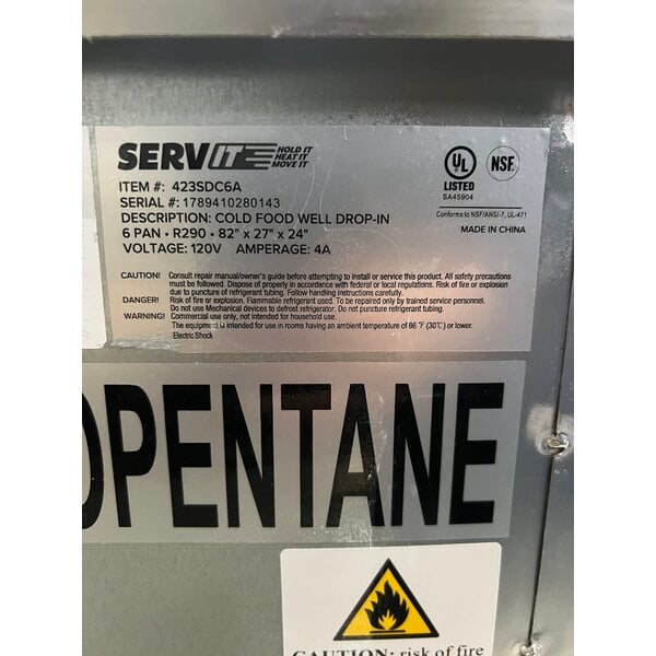Scratch and Dent ServIt SDC-6A Six Pan Drop-In Refrigerated Cold Food Well - 120V