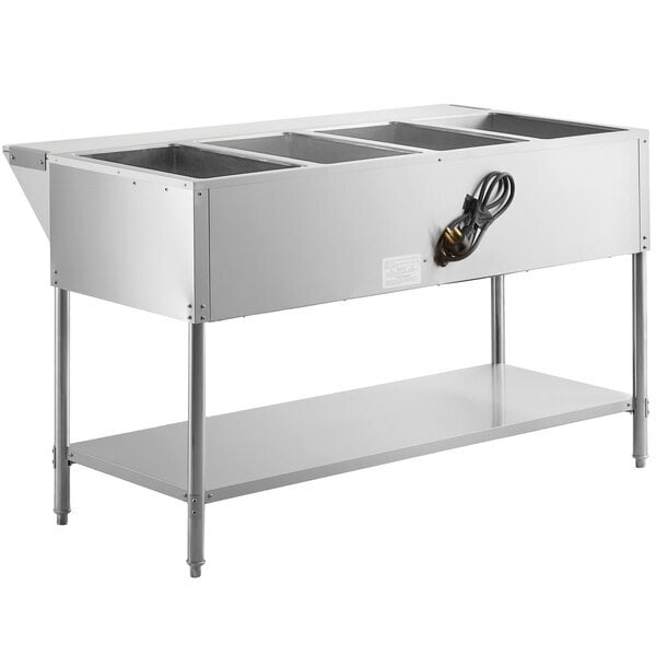 Scratch and Dent Avantco STE-4SA Four Pan Open Well Electric Steam Table with Undershelf - 120V, 2000W