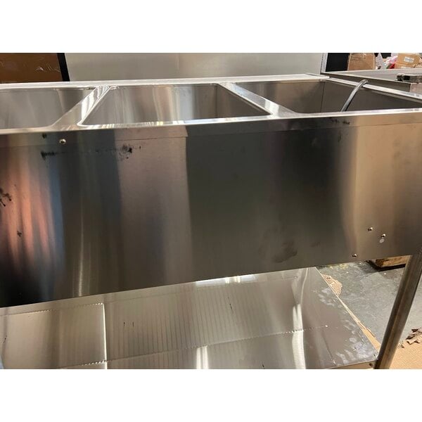 Scratch and Dent Avantco STE-4SA Four Pan Open Well Electric Steam Table with Undershelf - 120V, 2000W