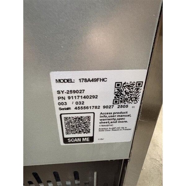 Scratch and Dent Avantco A-49F-HC 54" Solid Door Reach-In Freezer