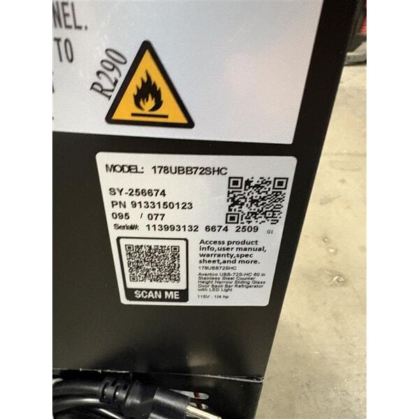 Scratch and Dent Avantco UBB-72S-HC 73" Black Counter Height Narrow Sliding Glass Door Back Bar Refrigerator with LED Lighting