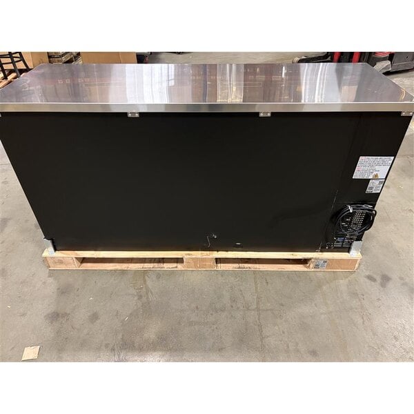 Scratch and Dent Avantco UBB-72S-HC 73" Black Counter Height Narrow Sliding Glass Door Back Bar Refrigerator with LED Lighting