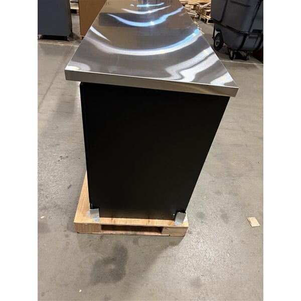 Scratch and Dent Avantco UBB-72S-HC 73" Black Counter Height Narrow Sliding Glass Door Back Bar Refrigerator with LED Lighting