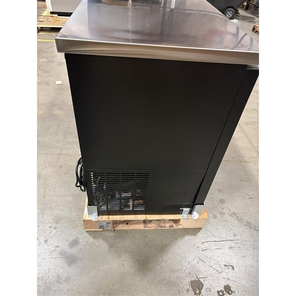 Scratch and Dent Avantco UBB-72S-HC 73" Black Counter Height Narrow Sliding Glass Door Back Bar Refrigerator with LED Lighting