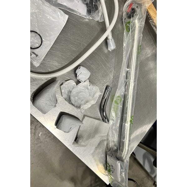 Scratch and Dent Delta Faucet T13H332 Universal Dual Shower Head, Grab Bar, Wall Elbow, and Shower Trim Kit