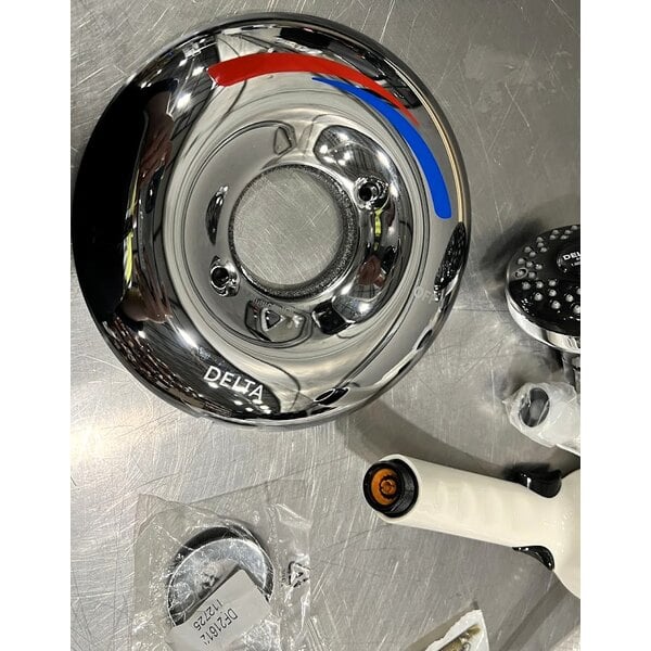 Scratch and Dent Delta Faucet T13H332 Universal Dual Shower Head, Grab Bar, Wall Elbow, and Shower Trim Kit