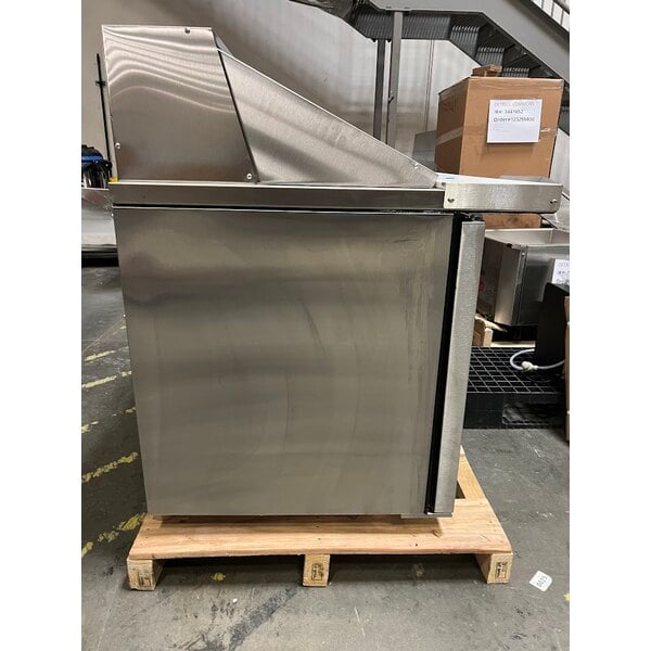 Scratch and Dent True TSSU-72-30M-B-ST-HC 72 3/8" 3 Door Mega Top Refrigerated Sandwich Prep Table