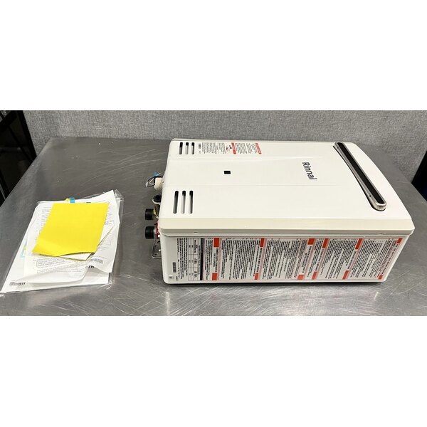 Scratch and Dent Rinnai V53DeP Liquid Propane Wall-Mounted Outdoor Tankless Water Heater - 120V, 120,000 BTU, 5.3 GPM