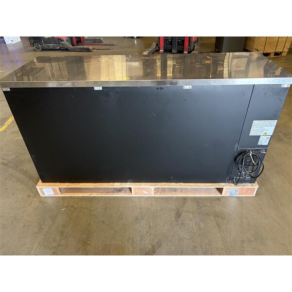 Scratch and Dent Avantco UBB-72G-HC 73" Black Counter Height Narrow Glass Door Back Bar Refrigerator with LED Lighting