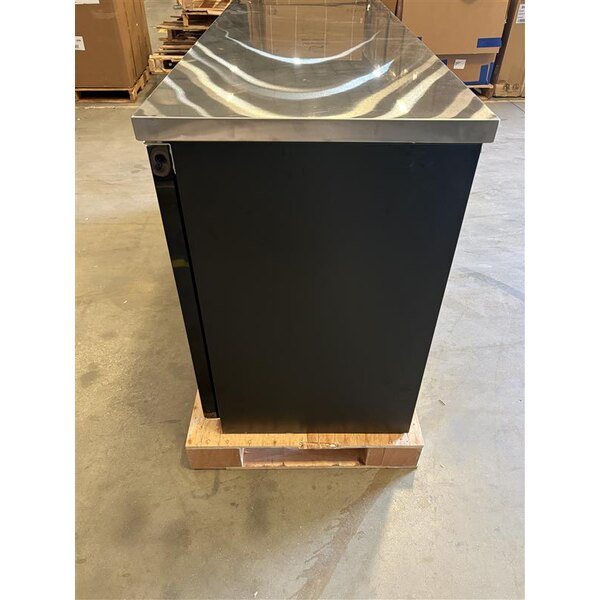 Scratch and Dent Avantco UBB-72G-HC 73" Black Counter Height Narrow Glass Door Back Bar Refrigerator with LED Lighting