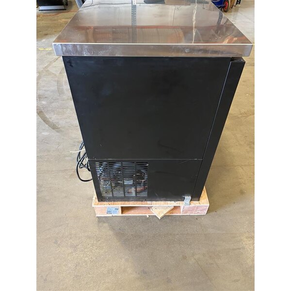 Scratch and Dent Avantco UBB-72G-HC 73" Black Counter Height Narrow Glass Door Back Bar Refrigerator with LED Lighting