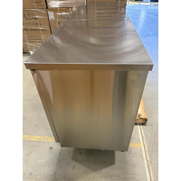 Scratch and Dent Avantco UBB-4G-HC 90" Stainless Steel Counter Height Glass Door Back Bar Refrigerator with LED Lighting