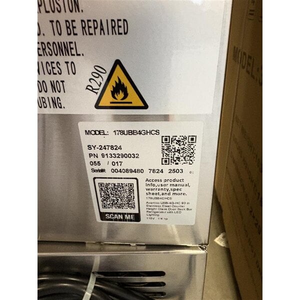 Scratch and Dent Avantco UBB-4G-HC 90" Stainless Steel Counter Height Glass Door Back Bar Refrigerator with LED Lighting