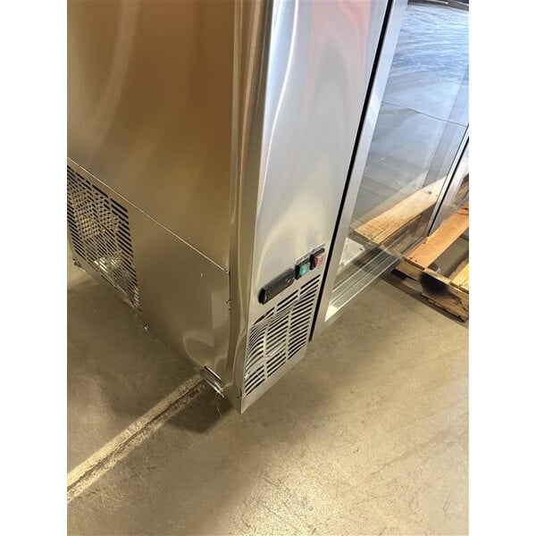 Scratch and Dent Avantco UBB-4G-HC 90" Stainless Steel Counter Height Glass Door Back Bar Refrigerator with LED Lighting