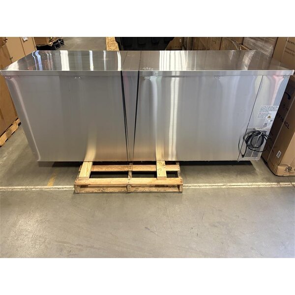 Scratch and Dent Avantco UBB-4G-HC 90" Stainless Steel Counter Height Glass Door Back Bar Refrigerator with LED Lighting
