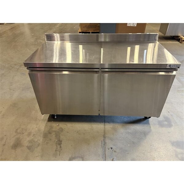 Scratch and Dent Avantco SS-WT-60R-HC 60" Two Door Worktop Refrigerator with 3 1/2" Backsplash