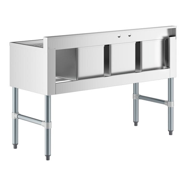 Scratch and Dent Regency 48" x 18 3/4" Three Bowl Underbar Sink with Right Drainboard