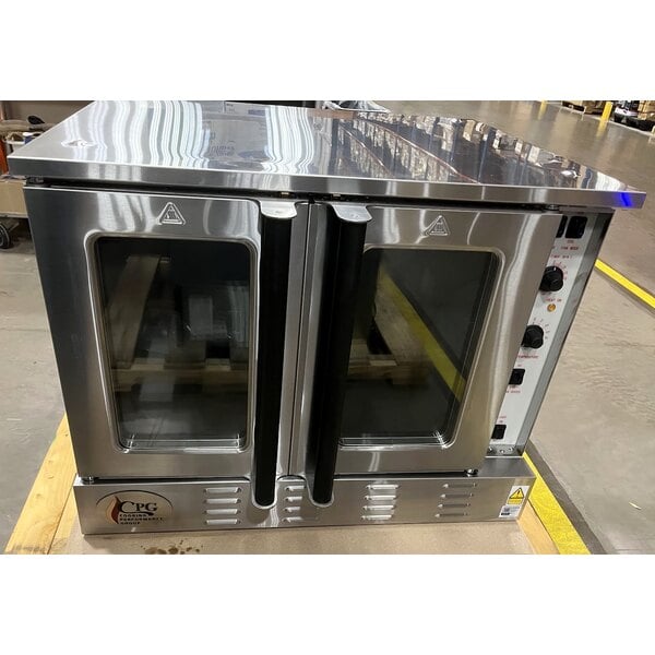 Scratch and Dent Cooking Performance Group FGC-100-N Single Deck Standard Depth Full Size Natural Gas Convection Oven with Legs - 54,000 BTU