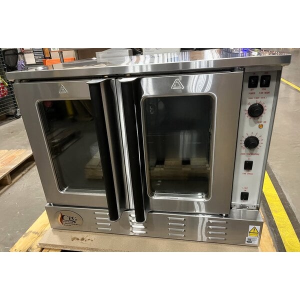 Scratch and Dent Cooking Performance Group FGC-100-N Single Deck Standard Depth Full Size Natural Gas Convection Oven with Legs - 54,000 BTU