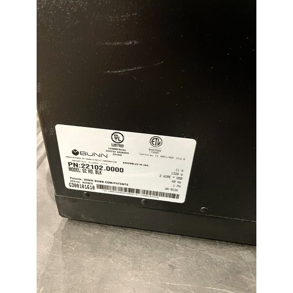 Scratch and Dent Bunn 22102.0000 G2 HD 2 lb. Black Bulk Coffee Grinder