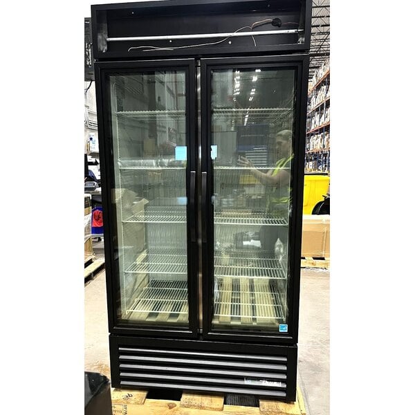 Scratch and Dent True GDM-35F-HC~TSL01 39 1/2" Black Glass Door Merchandiser Freezer with LED Lighting