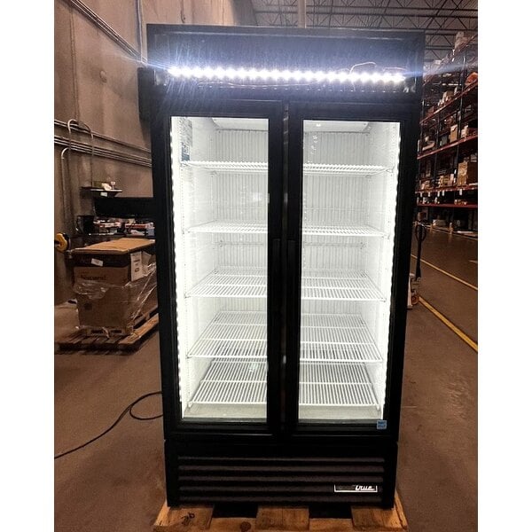 Scratch and Dent True GDM-35F-HC~TSL01 39 1/2" Black Glass Door Merchandiser Freezer with LED Lighting