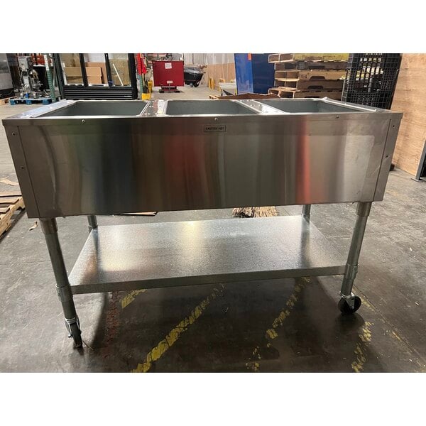 Scratch and Dent Eagle Group PDHT3 Portable Electric Hot Food Table Three Pan - Open Well, 120V