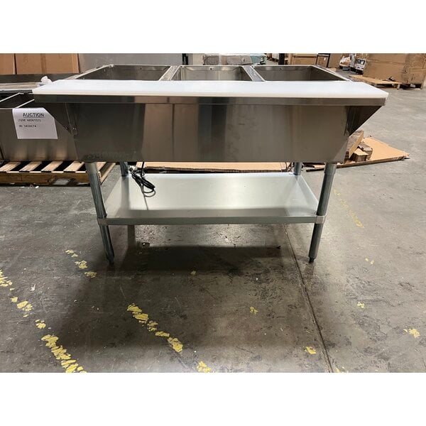Scratch and Dent ServIt Three Pan Open Well Electric Steam Table with Adjustable Undershelf - 120V, 1500W