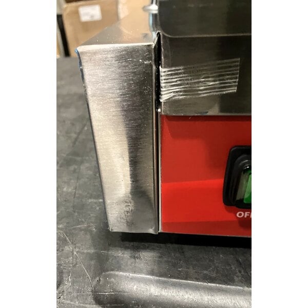 Scratch and Dent Avantco PG400GS Commercial Dual Panini Sandwich Grill with Grooved Top and Smooth Bottom Plates, and 19 5/8" x 9 1/8" Cooking Surface - 120V, 3500W