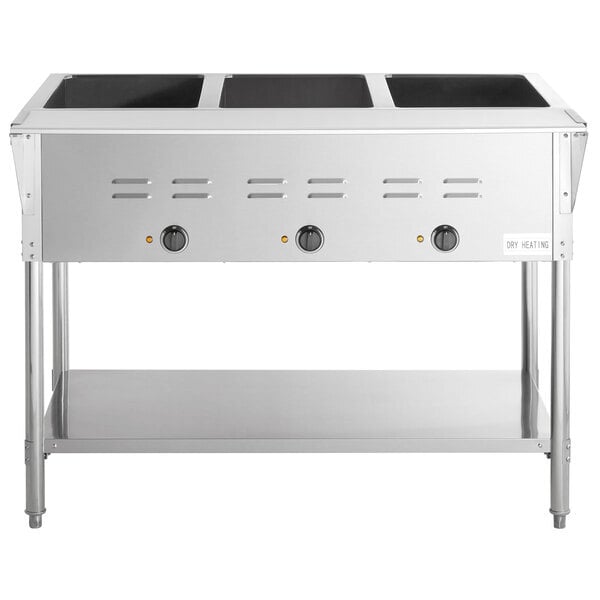 Scratch and Dent Avantco STE-3S Three Pan Open Well Electric Steam Table with Undershelf - 120V, 1500W
