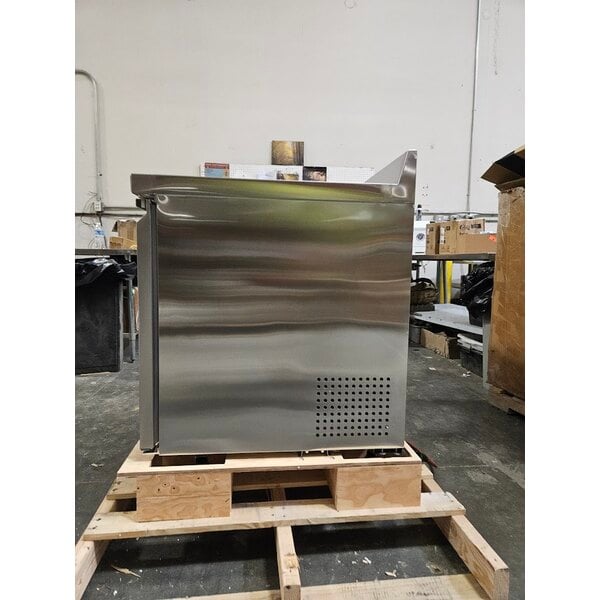 Scratch and Dent Avantco SS-WT-48R-HC 48" Two Door Stainless Steel ADA Height Worktop Refrigerator with 3 1/2" Backsplash