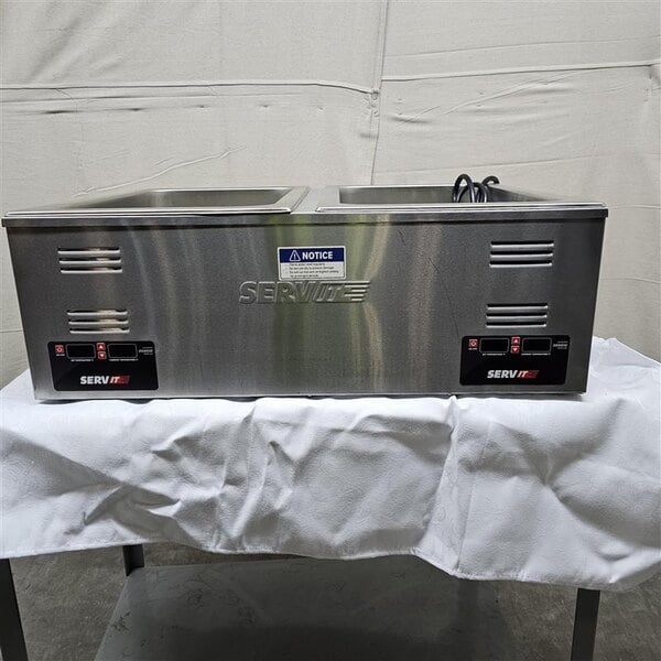 Scratch and Dent ServIt FW200D 12" x 20" Full Size Dual Well Electric Countertop Food Warmer with Digital Controls - 120V, 2000W
