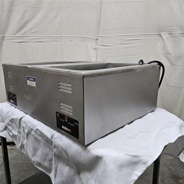 Scratch and Dent ServIt FW200D 12" x 20" Full Size Dual Well Electric Countertop Food Warmer with Digital Controls - 120V, 2000W