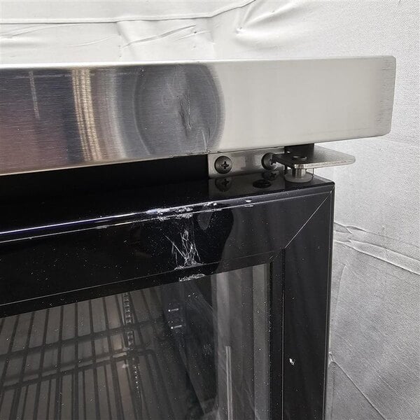 Scratch and Dent Avantco UBB-72G-HC 73" Black Counter Height Narrow Glass Door Back Bar Refrigerator with LED Lighting