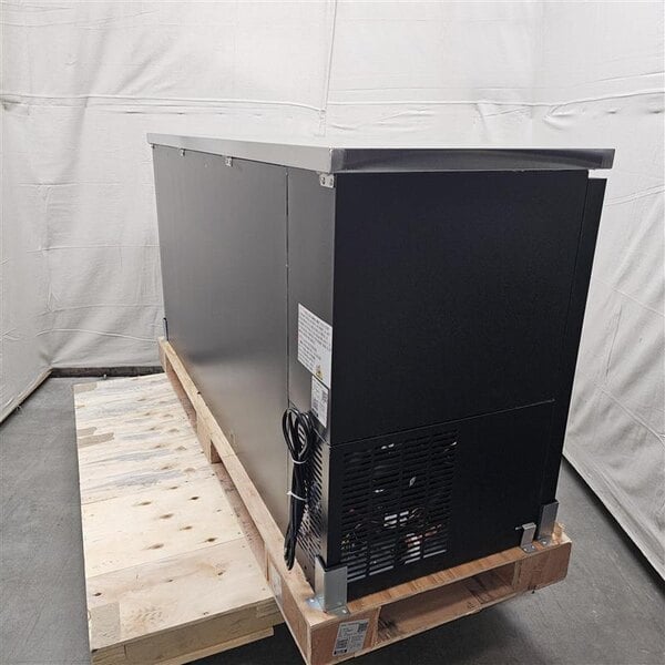 Scratch and Dent Avantco UBB-72G-HC 73" Black Counter Height Narrow Glass Door Back Bar Refrigerator with LED Lighting