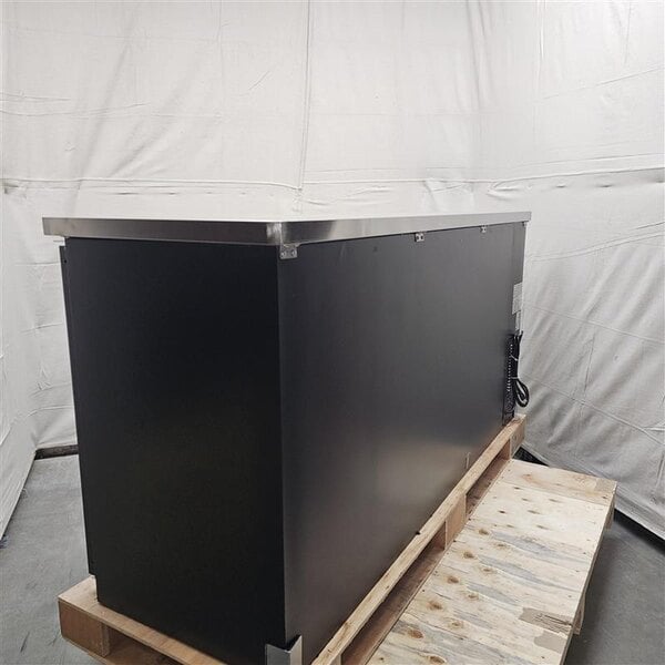Scratch and Dent Avantco UBB-72G-HC 73" Black Counter Height Narrow Glass Door Back Bar Refrigerator with LED Lighting