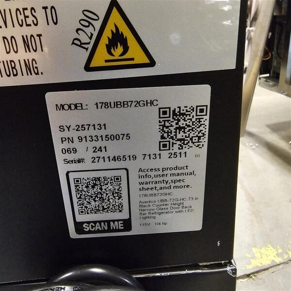 Scratch and Dent Avantco UBB-72G-HC 73" Black Counter Height Narrow Glass Door Back Bar Refrigerator with LED Lighting