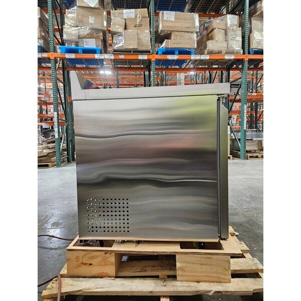 Scratch and Dent Avantco SS-WT-48R-HC 48" Two Door Stainless Steel ADA Height Worktop Refrigerator with 3 1/2" Backsplash