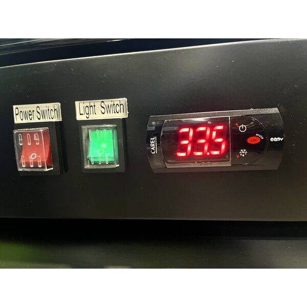 Scratch and Dent Avantco GDC-49-HC 53" Black Swing Glass Door Merchandiser Refrigerator with LED Lighting