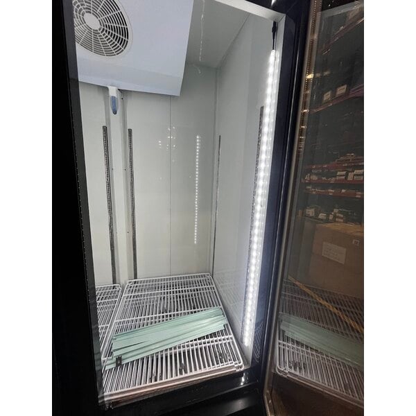 Scratch and Dent Avantco GDC-49-HC 53" Black Swing Glass Door Merchandiser Refrigerator with LED Lighting