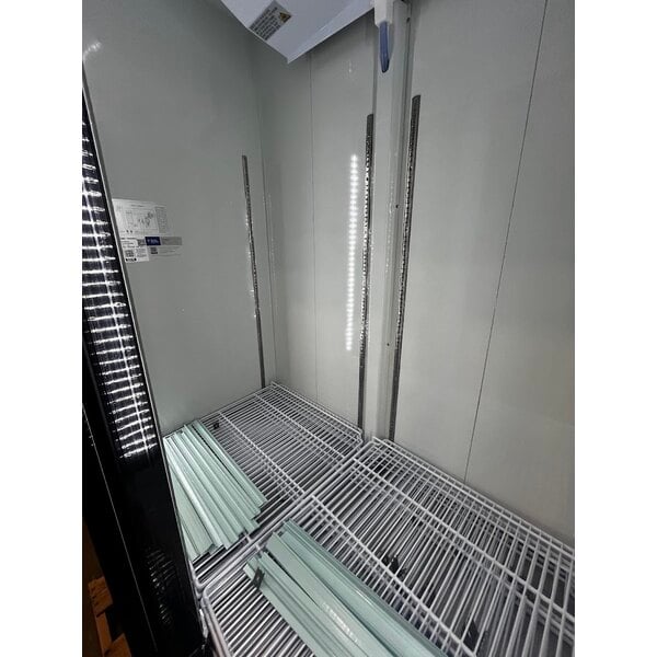 Scratch and Dent Avantco GDC-49-HC 53" Black Swing Glass Door Merchandiser Refrigerator with LED Lighting