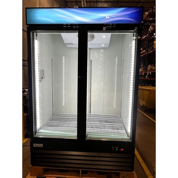 Scratch and Dent Avantco GDC-49-HC 53" Black Swing Glass Door Merchandiser Refrigerator with LED Lighting