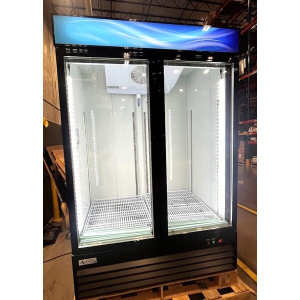 Scratch and Dent Avantco GDC-49-HC 53" Black Swing Glass Door Merchandiser Refrigerator with LED Lighting