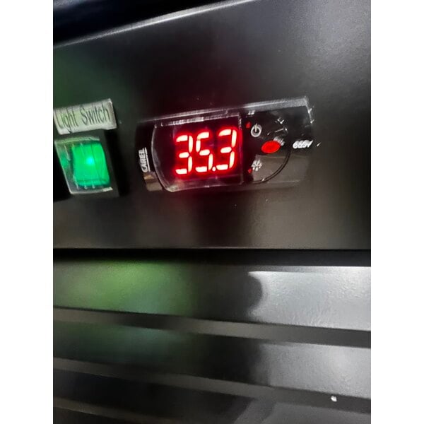 Scratch and Dent Avantco GDC-49-HC 53" Black Swing Glass Door Merchandiser Refrigerator with LED Lighting