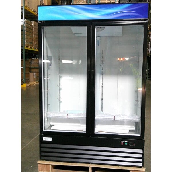 Scratch and Dent Avantco GDC-49-HC 53" Black Swing Glass Door Merchandiser Refrigerator with LED Lighting
