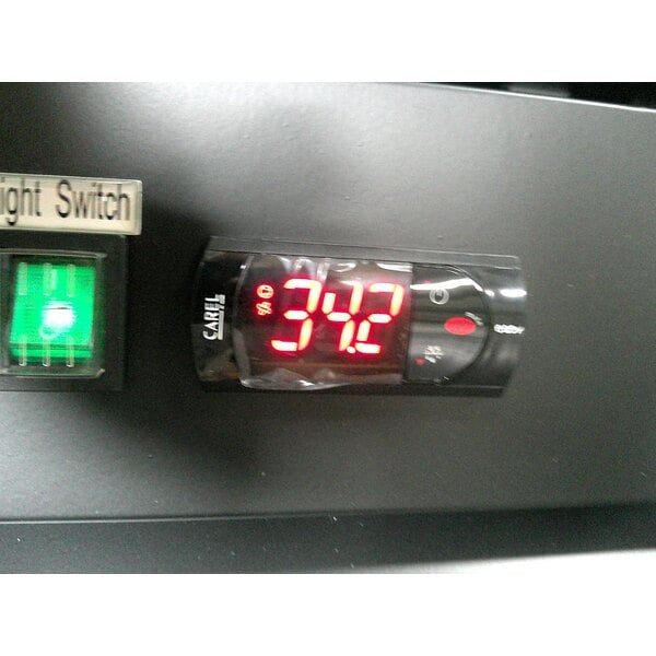 Scratch and Dent Avantco GDC-49-HC 53" Black Swing Glass Door Merchandiser Refrigerator with LED Lighting