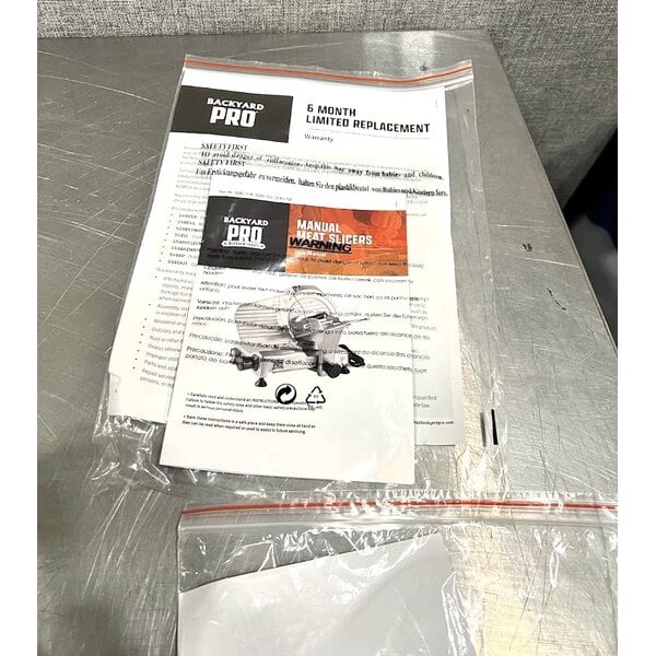 Scratch and Dent Backyard Pro SL109E Butcher Series 9" Manual Gravity Feed Meat Slicer - 120V