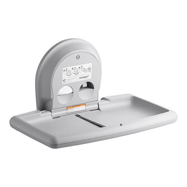 Scratch and Dent Koala Kare KB300-01SS Gray Horizontal Surface-Mounted Baby Changing Station with Stainless Steel Veneer